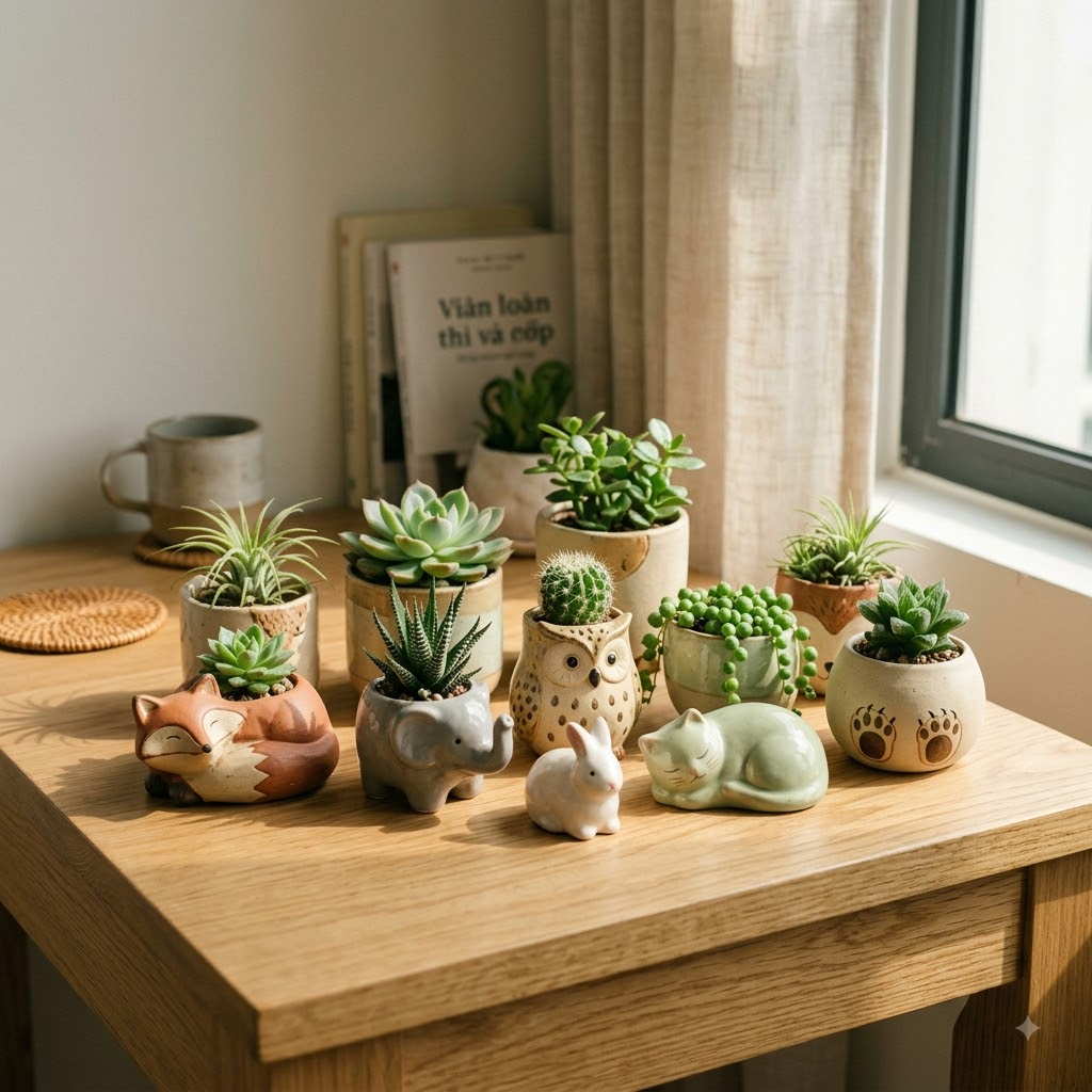 Chậu cây cảnh nhỏ đẹp hình động vật dùng làm quà tặng