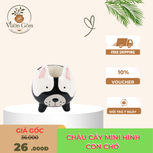 Chậu gốm mini hình chú chó đáng yêu