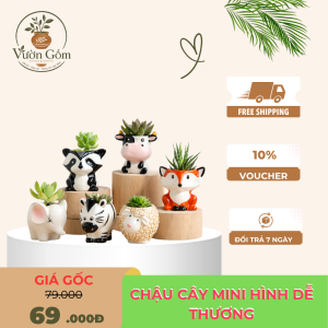Chậu Gốm Mini Hình Cú & Cáo Dễ Thương