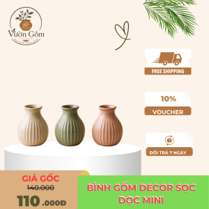 Bình Gốm Decor Sọc Dọc Mini