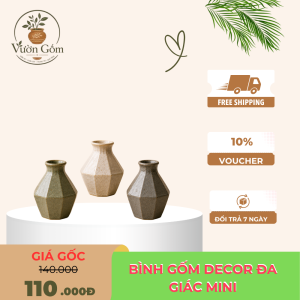 Bình Gốm Decor Đa Giác Mini